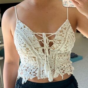 NEVER WORN white lace crop top